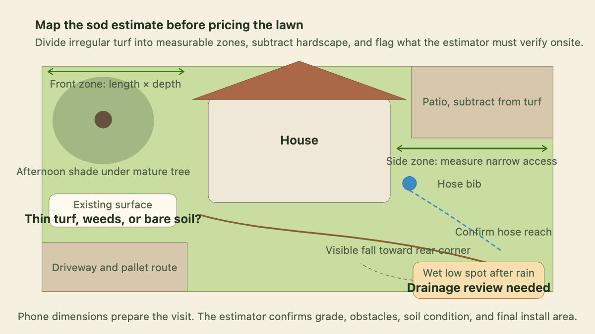 Top-down property survey for a sod estimate